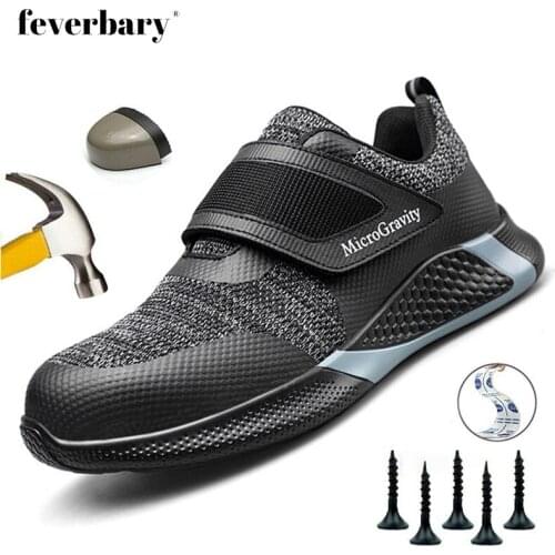 Feverbary Safety Shoes Men Women Lightweight Breathable Protective Work Steel Toe Cap Shoes Puncture-Proof Boots