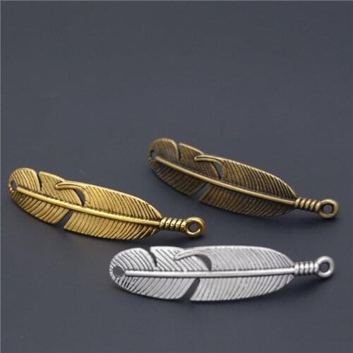 10pcs Silver Color/Bronze/gold Finish Curved Feather Charms Pendant Connector Handmade Charms Pendants Jewelry Findings