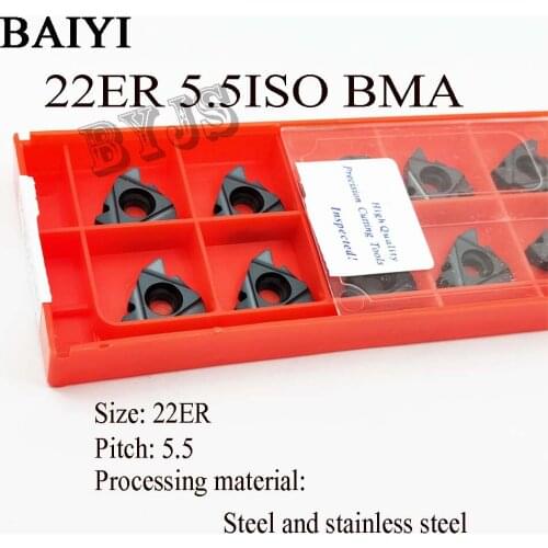 10pcs carbide threading insert 22ER 5.5ISO BMA lathe thread tool Internal Processing stainless steel and steel 22 ER 5.5ISO