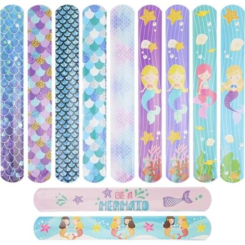 10PCS Mermaid Theme Parti Clap Circle Toy Pop Circle Under The Sea Mermaid Happy Birthday Party Supply Princess Girl Kids Gifts