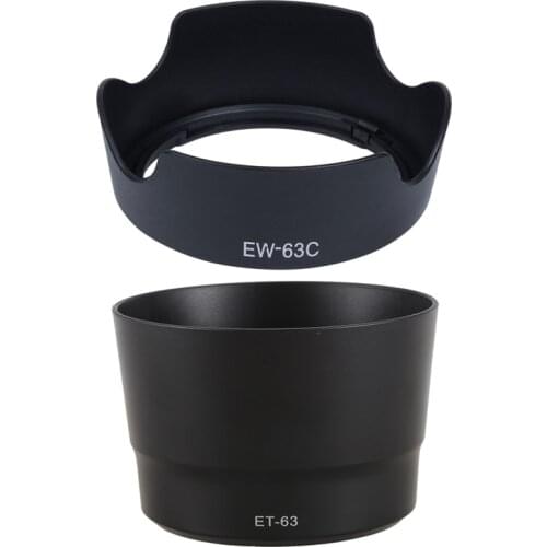2 Pcs Lens Hood Camera Lens Hood for Canon EF-S: 1 Pcs EW-63C EW63C 18-55Mm F / 3.5-5.6 IS STM Lens Hood & 1 Pcs ET-63 55-250Mm