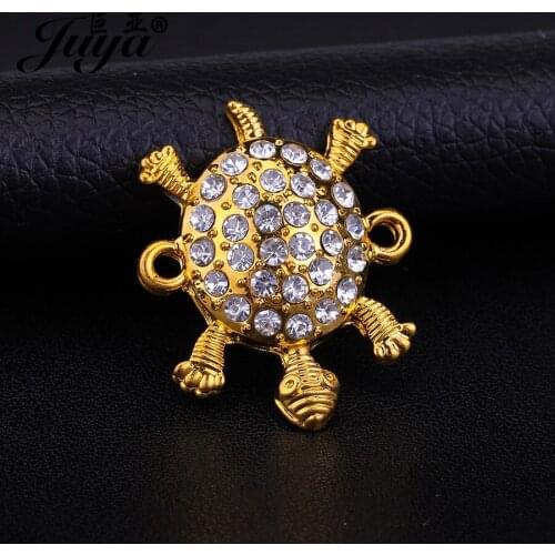 3PCS Boutique Rhinestone Tortoise Charm For Jewelry Making Connectors DIY Pendant Necklace Bracelet jewellery Crafts Accessories