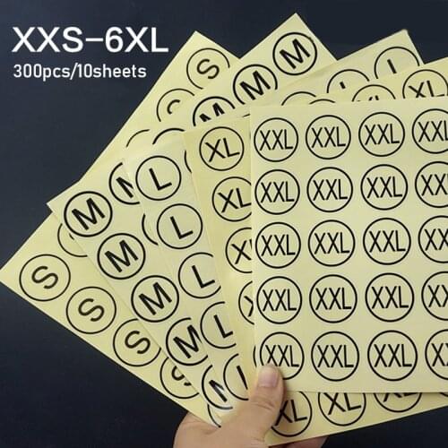 300pcs Transparent Size Sticker Paper Circle Round Plastic Clothing Size Label Small Garment Size Stickers S M L XL XXL 30mm