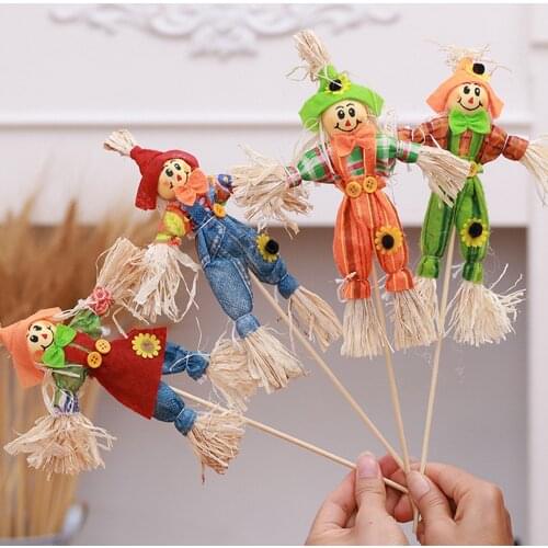 4pcs Scarecrow Decoration Behogar Small Autumn Fall Harvest for Garden Home Yard Halloween Thanksgiving Party Favors Supplies