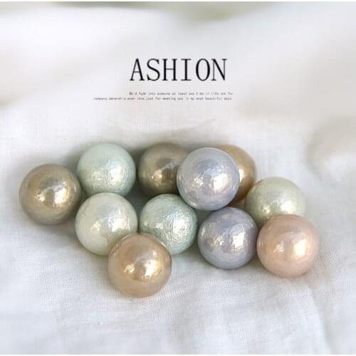 6pcs Korean Vintage Pearl Beads Gloss Wrinkles Are Not Easy To Scratch Flower Beads Earrings For Women Jewelry Diy Accessories