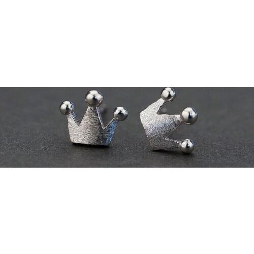 925 Sterling Silver Crown Stud Earrings For Women Gift Jewelry Pendientes Mujer Female Pendientes Brincos eh679