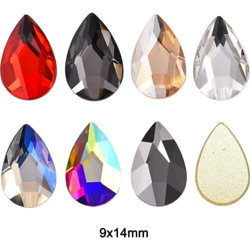 9x14mm Large Drop Nail Art Rhinestone Flat k9 Glass Crystal Strass 3D Trendy Manicure DIY Decorations Accesories