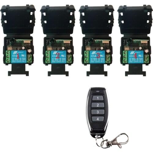 DC 12V 24V 10A 315/433 MHz 1CH Wireless Relay RF Remote Control Switch Receiver+1 2 3 4 Transmitter shutters window /lamp