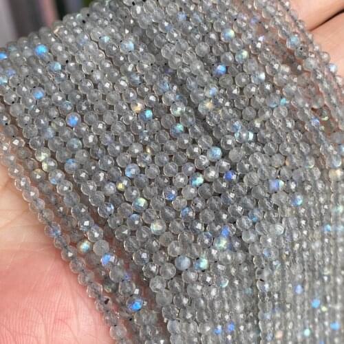 Natural Labradorite Faceted Beads 3mm Cutting Loose Reflective Labradorite Beads for Jewelry Making