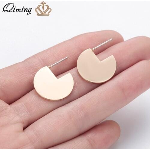 QIMING Large Round Circle Stud Earrings Women Female Mother Gift Vintage Punk Style Studs Fashion Earrings Stainless Steel Gift
