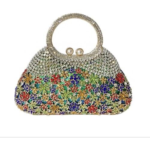 XIYUAN BRAND Ladies Bridal wedding party purses women evening party accessories bag diamond luxury flower clutches crystal bags
