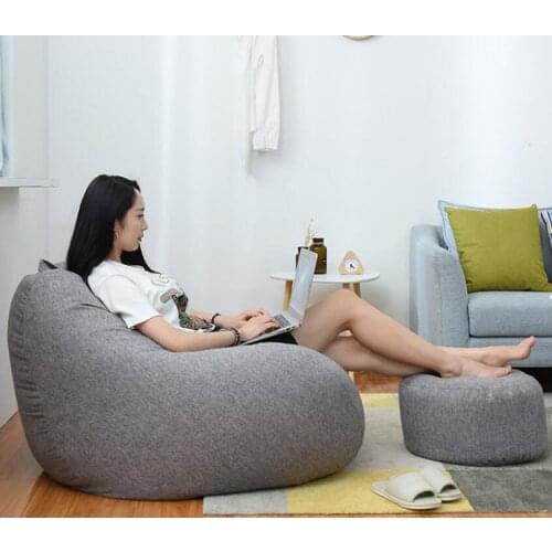 Lazy Sofas Cover Chairs without Filler Linen Cloth Lounger Seat Bean Bag Pouf Puff Couch Tatami Living Room 의자