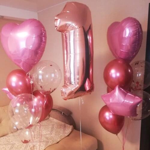 CYUAN 40inch Number 1 Foil Balloons 1st Birthday Balloon Party Decor Baby Shower Boy Girl Balls Helium Globos One Year Supplies