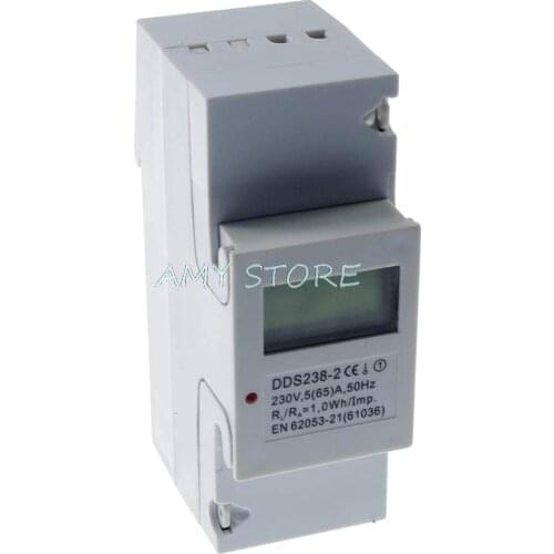 DDS238-2 5(65A) 120VAC 60Hz or 220V 60Hz or 230V 50Hz Single Phase DIN-rail Kilowatt LCD Hour kwh Energy Meter CE Proved