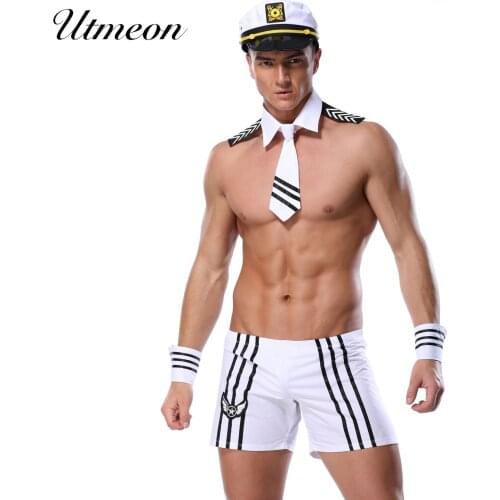 Five Pieces Adult Exotic Lingerie Sexy Mens Sailor Cosplay Costume Role play Costumes For Men Seductive Lingerie