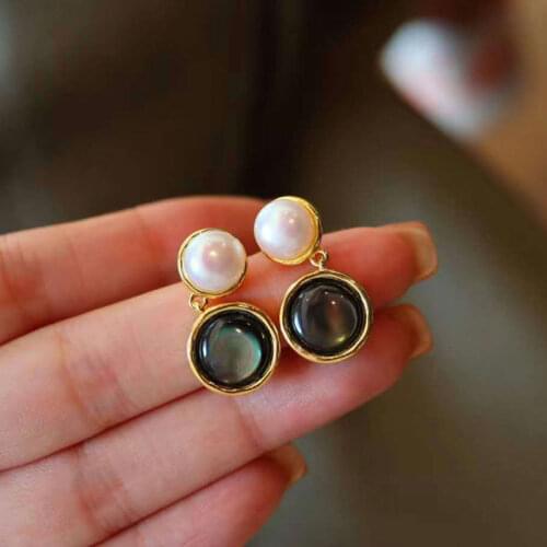 Natural Hetian Jade Pearl Stud Earrings S925 Sterling Silver Natural Color Shell Natural Freshwater Pearl Ear Studs Earrings Jew