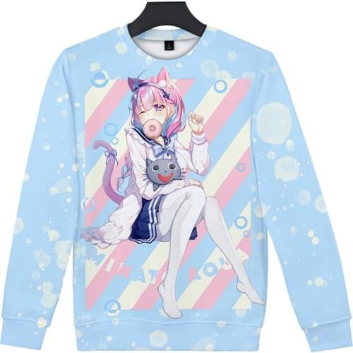 HOLOLIVE VTuber minato aqua 3D printing autumn and winter Holiday passionate style Men/Women casual Kawaii clothes Round