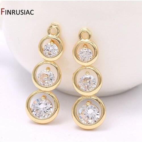 Three Round Circle Ring Inlay Shiny Zircon Crystal Pendant For Earrings Making, Fashion Pendants Component DIY Women Necklace
