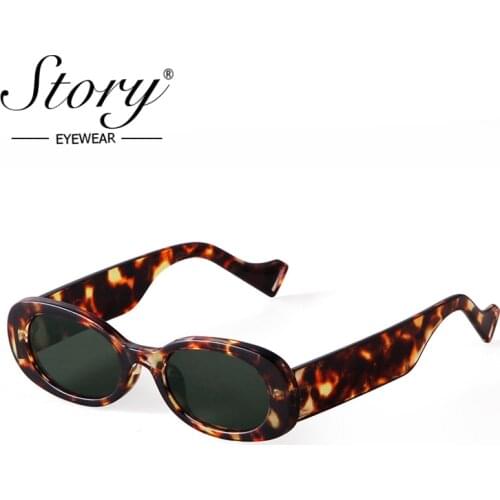 STORY Fashion Vintage Tortoise Shell Oval Sunglasses Women Men 2021 Brand Designer 90s New Trendy Brown Frame Sunglasses S5505F