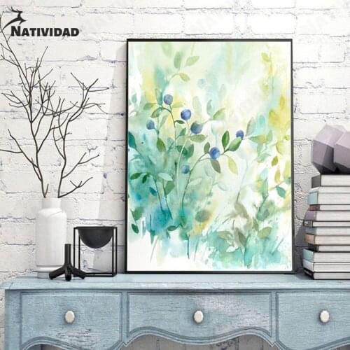 Watercolor Painting Rattan Art Canvas Painting Modern Nordic Plant Painting Poster Living Room Bedroom Home Decoration Wall