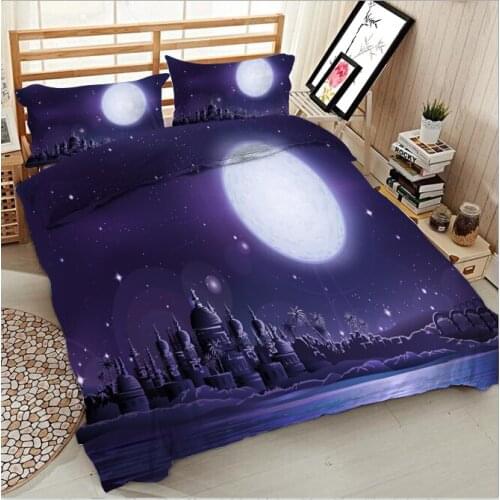 4/6pcs bedding set 3D digital printing blue moon duvet cover set bedsheet pillowcase US size super King size