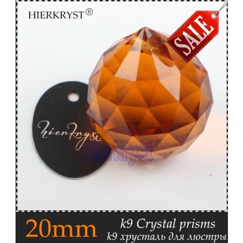HIERKYST 20mm Brown Crystal Balls Suncatcher Prisms Pendants for Chandeliers Parts Lamp Rainbow Hanging Drops 5 pcs #2048-4A