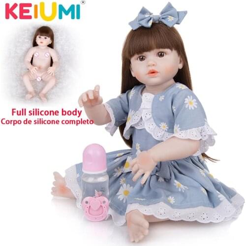 KEIUMI 23 Inch Bebe Doll Reborn Toddler Soft Full Silicone Princess Newborn Baby Dolls Lifelike For Surprise Girl Doll Gifts