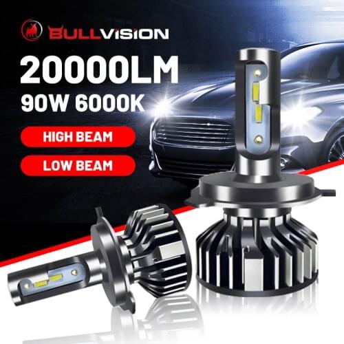 H4 Hi/Lo Beam Led Headlight Bulbs H1 H8 H9 H11 Fog Light 9005 9006 HB4 HB3 Car Lamp Auto 6000K 20000LM 90W High Power Bullvision