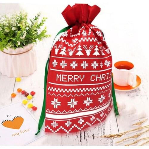 1PC Cute Shape Merry Christmas Gift Bag Drawstring Lovely Portable Storage Candy Bag Packaging Non-woven Bags