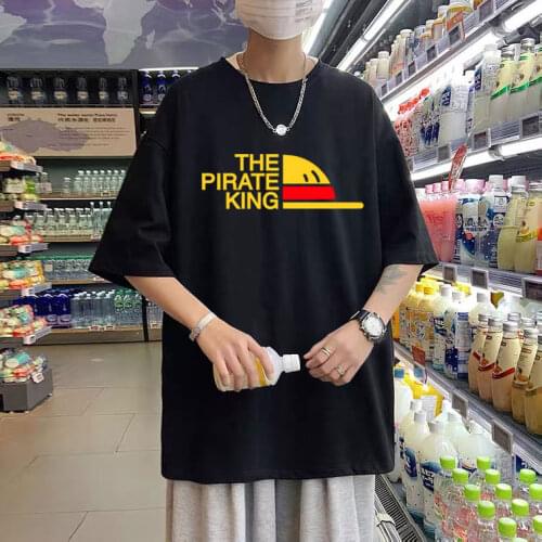 Fashion Brand Design One Piece T-Shirt Men The Pirate King T Shirt Mens Luffy Tshirt Summer Tee Daily Japanese Anime Style Tops