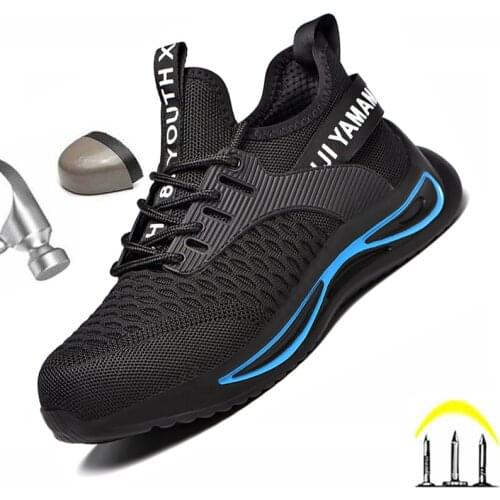 Fashion Man Safety Shoes Men Boots Steel Toe Shoes Breathable Work Sneakers Indestructible Safety Boots Male Shoes Work Boots