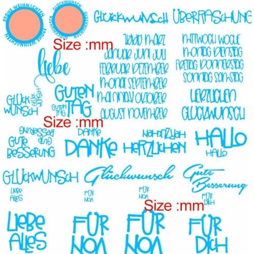 German Phrase Love Thank You August Metal Cutting Dies Stencils For DIY Scrapbooking Decoration Embossing Supplier Craft Die Cut