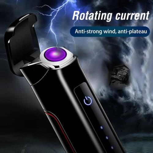Unusual Rotating Plasma Arc Lighter Battery Replaceable Smart Touch USB Electronic Lighter Rechargeable Windproof Gift for Men