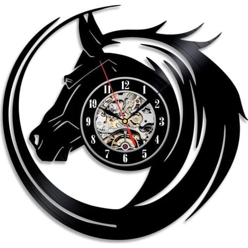 2021 New CD Vinyl Record Wall Clock Modern Design Wall Clocks Animal Dog Cat Horse Wall Watch Classic Clock Relogio Parede