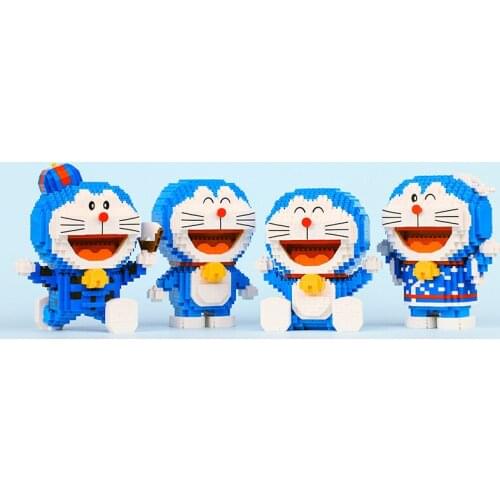 New Mini Blocks Big Model Size Doraemon Fat Blue Blocks Anime DIY Micro Building Block Toys Auction Model Boys Toy Kids Gifts