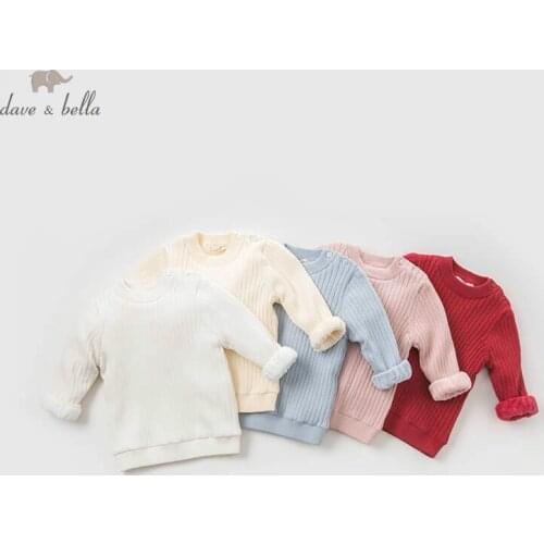 DB9449 dave bella autumn knitted sweater baby girls long sleeve pullover toddler tops children boutique knitted sweater
