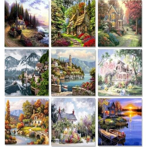 PhotoCustom Acrylic Painting By Numbers Scenery 60x75cm DIY Paint By Numbers On Canvas Handpaint Frame Landscape Draw Number