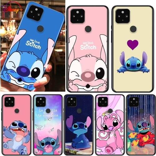Lilo Stitch Disney Shockproof Cover for Google Pixel 5 5A 4 4A XL 5G Black Phone Case Shell Soft Fundas Coque Capa