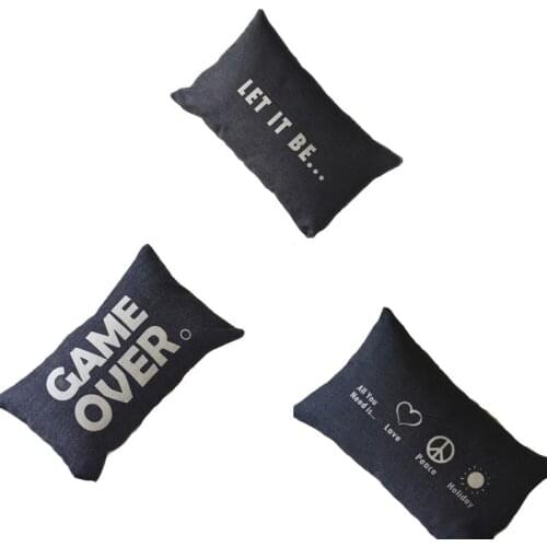 50*30cm Rectangle Throw Pillows Black White Letters Cushion Cover Waist Pillow Case Almohada Decor Linen Lumbar Pillow Covers