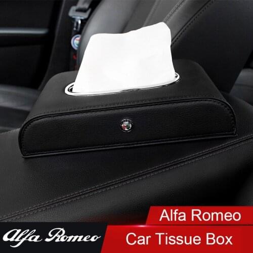 QHCP Tissue Box Paper Case Napkin Box Orgnizer Container Napkin Holder Block Type Case Leather Fit For Alfa Romeo Giulia Stelvio