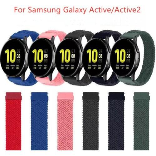 20mm Nylon Braided Solo Loop Replacement strap For Samsung Galaxy watch Active/Active 2 40mm 44mm Sport Bracelet watch band