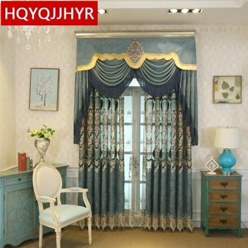 Luxury European-style villa custom embroidery curtains for Living Room Windows with high-grade Voile Curtain for Bedroom/Study