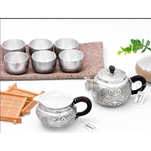Silver pot, teapot, silver cup, 999 sterling silver Kungfu tea set, silver tea cup, silverware, four combinations to choose