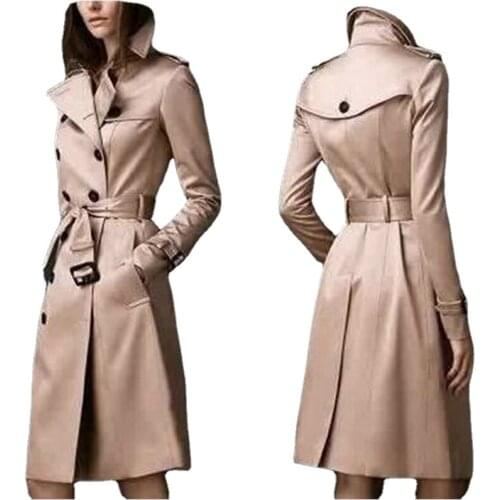 Женские двубортные тренчи SLACTION China At AliExpress