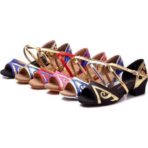 Comfortable Soft Sole Latin Dance Shoes Tango Chacha Rumba Latin Dancing Shoes for Girls Kids Children 6 Color Wholesale C63