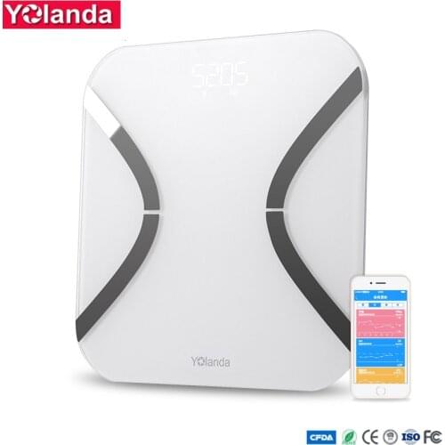 Yolanda Smart Bathroom Weight Scale Floor Digital Mi Weighing Scale Home Human Mi Body Fat Scale bmi Balance Bluetooth LED