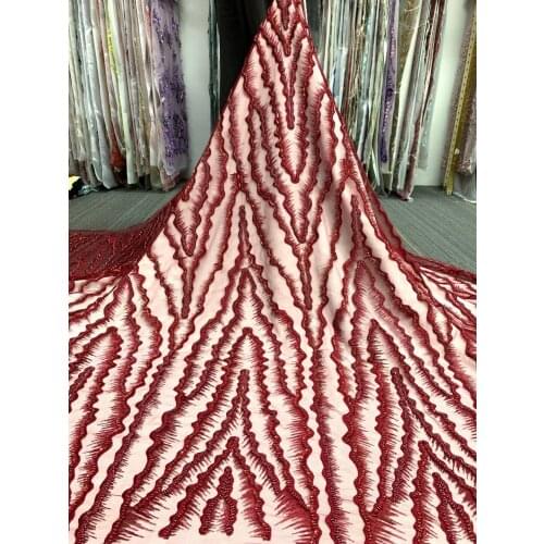 Embroidery african lace fabric ZH-568688 french net lace with beads high quality tulle fabric for wedding dress