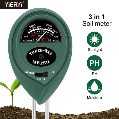 Yieryi 3 in 1 Plant Flowers Soil PH meter /Moisture/Light Meter Soil Test Kit For Garden And Agricultural