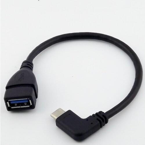 1pc USB 3.1 Type-C Male Angled To USB 3.0 A Female OTG Adapter Data Connector Cable 24cm