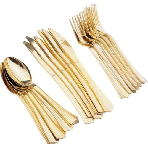 18/set Tableware Disposable Plastic Cutlery Set Forks Knives Spoons